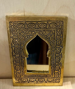Small Moroccan Rectangular Mirror with Islamic Arch | Brass