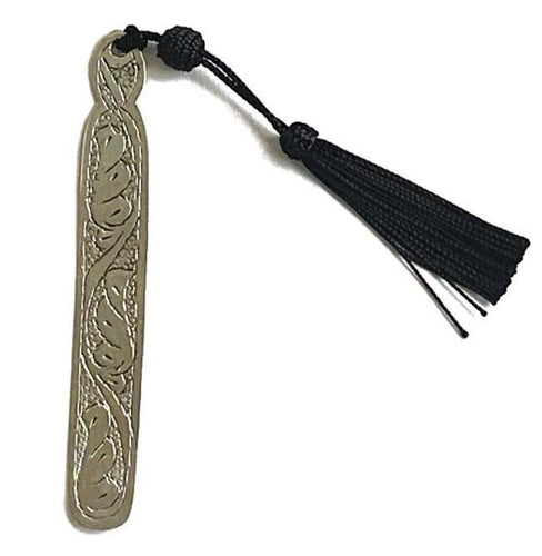 Etched metal bookmark with tassel