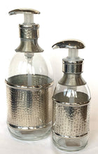 Load image into Gallery viewer, Glass soap dispenser with metal detail