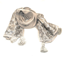 Load image into Gallery viewer, Grey Embroidered handmade scarf
