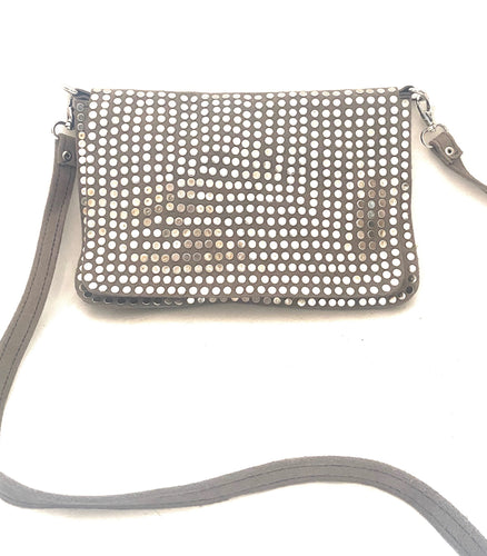 Grey suede bag with studs