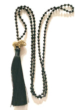 Load image into Gallery viewer, black beaded tasselled necklace