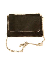 Load image into Gallery viewer, black pony skin bag with chain shoulder strap