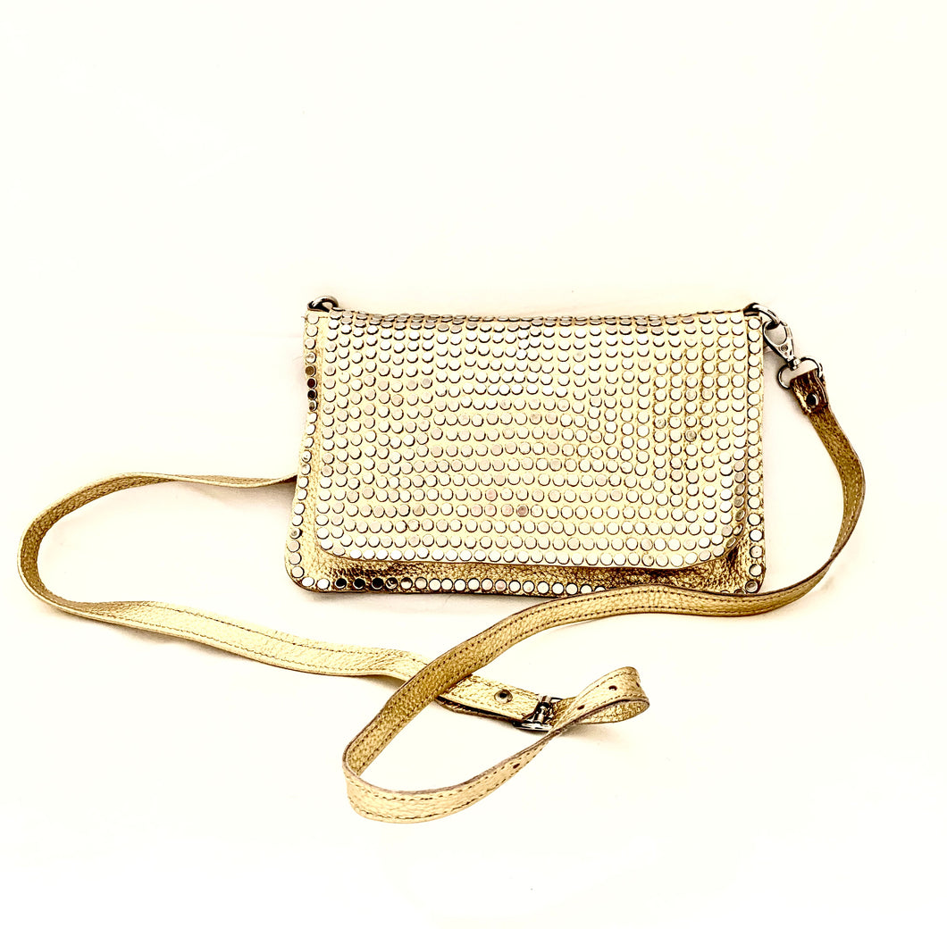 Gold Moroccan Handbag | Silver Studs