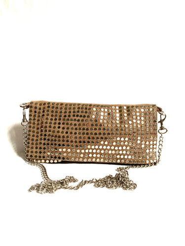 Sand crossbody bag with silver studs