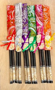 Handmade Black Chopsticks with Mother of Pearl
