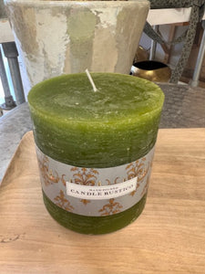 Rustic Pillar Candles | Olive Green | Three Sizes