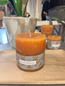 Rustic Pillar Candles | Burnt Orange | Three Sizes