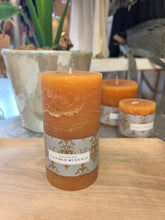 Load image into Gallery viewer, Rustic Pillar Candles | Burnt Orange | Three Sizes