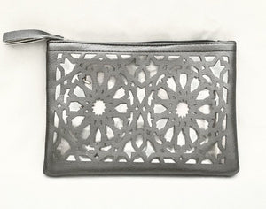 Grey zip up purse