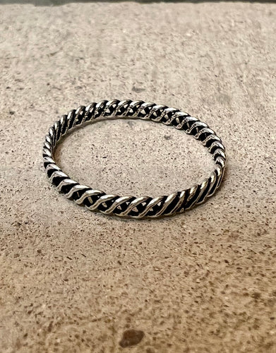 Sterling silver fine flattened coil ring
