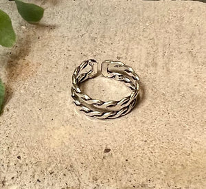 Sterling Silver Double Twisted Ring - Slightly Adjustable