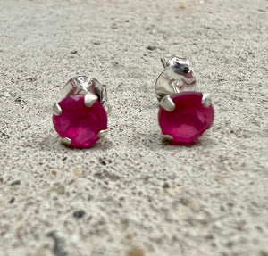 tiny ruby sterling silver stud earrings