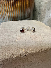 Load image into Gallery viewer, Ruby Sterling Silver Stud Earrings