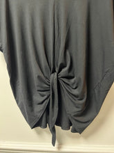 Load image into Gallery viewer, Black V Neck Drape Tee With Tie Front