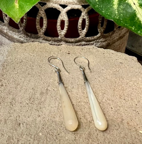 Simple mother of pearl long rod drop earrings