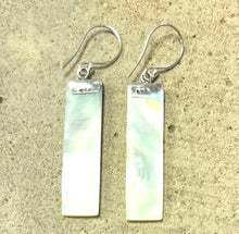 Load image into Gallery viewer, Mother of Pearl Rectangular Drop Earrings with Sterling Silver Detail