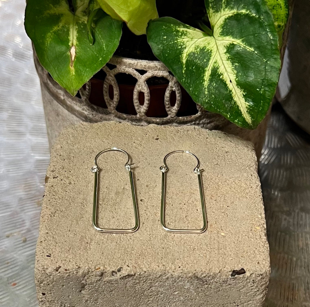 Long rectangular 925 sterling silver earrings