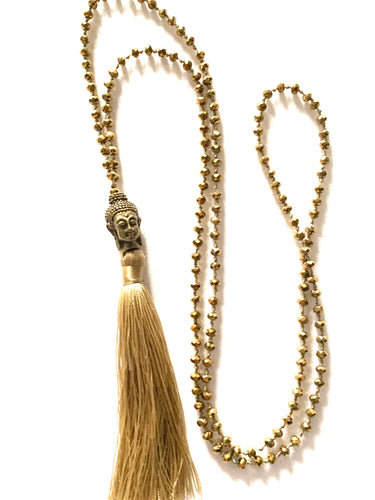 Gold Sparkly bead Buddha necklace