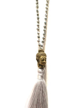 Load image into Gallery viewer, Silver beaded necklace with Buddha