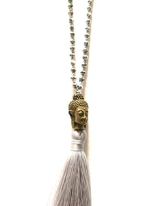 Silver beaded necklace with Buddha