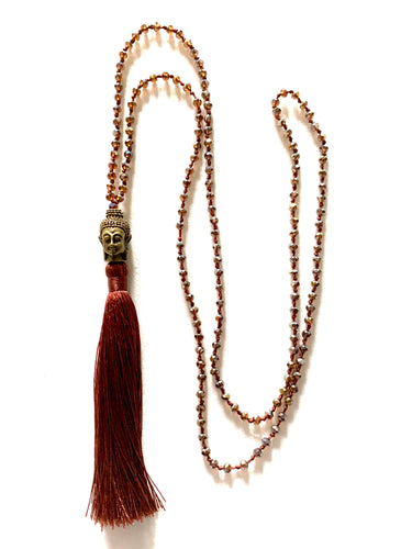 Crimson Buddha Tasselled Necklace