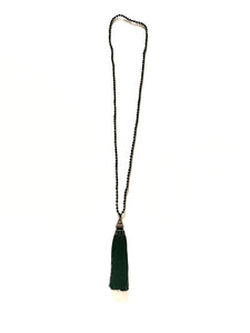Black beaded necklace with tassel