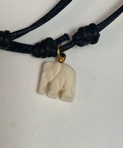 Small elephant hand carved necklace