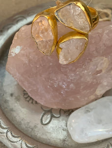 Triple semi precious ring | Rose quartz