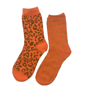 Sock Box Duo : Leopard and Madrid Cantaloupe