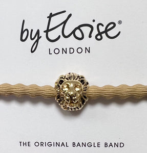  A camel elastic hair band with a gold lion's head, sparkly citrine piercing eyes and a wild mane!