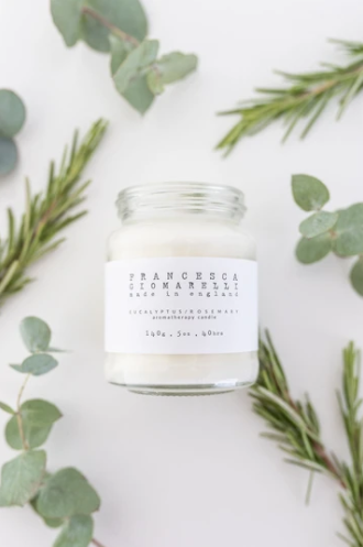 Rosemary and eucalyptus eco friendly aromatherapy candle