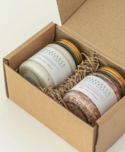 Load image into Gallery viewer, Self care aromatherapy candle and bath salt gift box