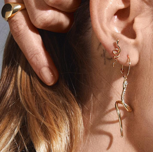 Pilgrim Sensitivity Gold Plated Crystal Dangly Snake Earrings