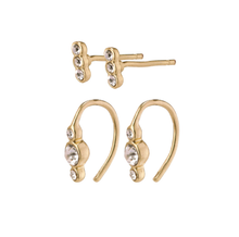 Load image into Gallery viewer, Radiance Gold Plated 2-in-1 Crystal Earrings Set