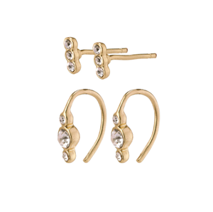 Radiance Gold Plated 2-in-1 Crystal Earrings Set