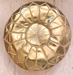 Gold Moroccan Leather Pouffe