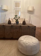 Load image into Gallery viewer, White Moroccan Leather Pouffe