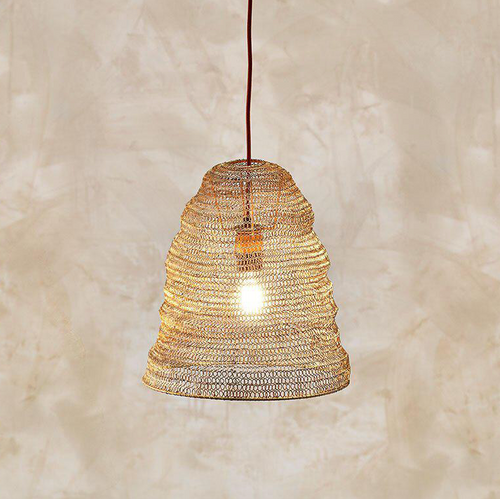 Lampshade woven from brass wire 