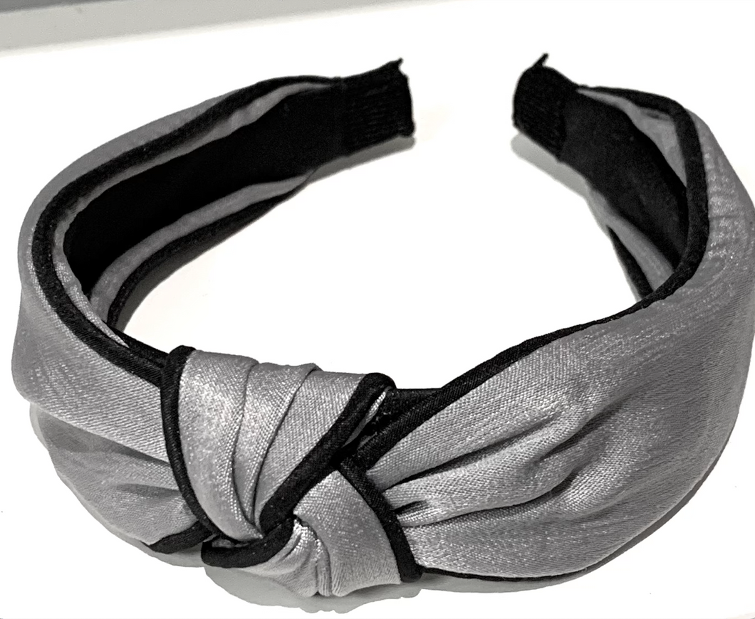 Grey silky knotted headband
