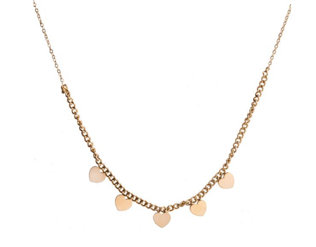 Gold tiny heart and chain necklace