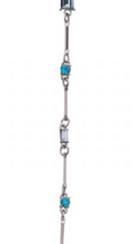 Load image into Gallery viewer, Ariana Real White Gold Plated Blue Clear Crystal Long Necklace