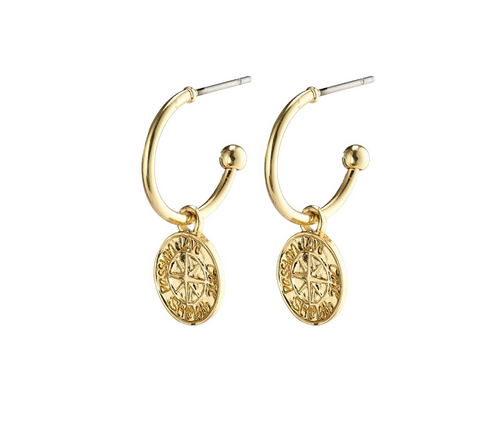 602112003 Gerda Gold Plated Hoop Pendant Earrings 