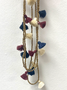 Bali gold beaded multi tasselled necklace | Various colours
