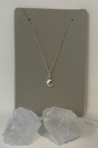 Sterling Silver Mini Charm Necklace | Moon
