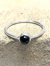 Load image into Gallery viewer, Black Agate Drop Sterling Silver Ring