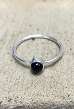 Load image into Gallery viewer, Black Agate Drop Sterling Silver Ring