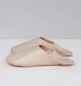 Moroccan Babouche Leather Slippers | CHALK