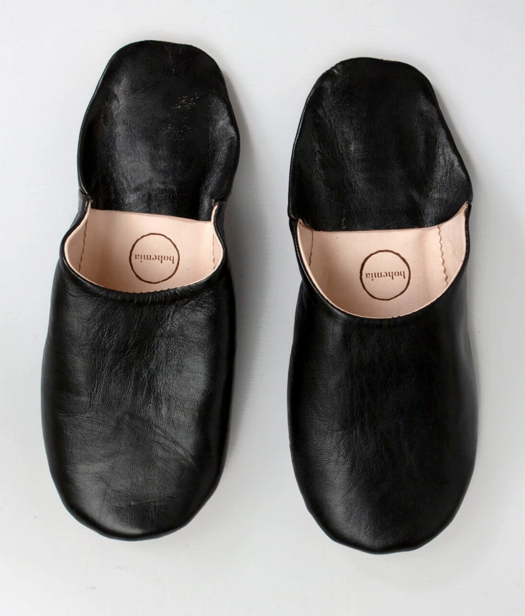 Moroccan Babouche Leather Slippers | BLACK