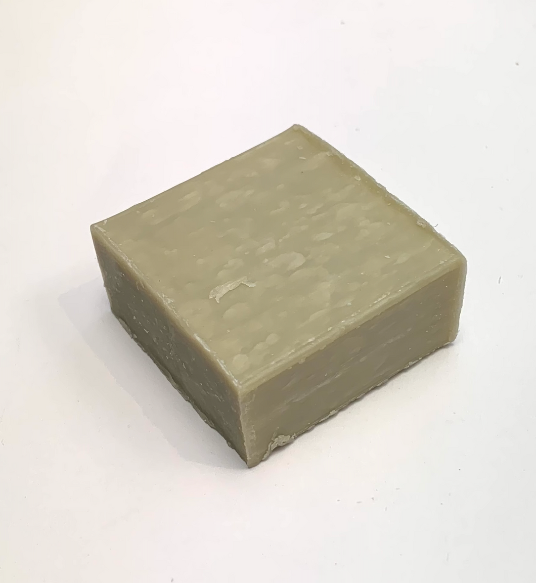 pale green square shaped soap with the scent of fig and olive